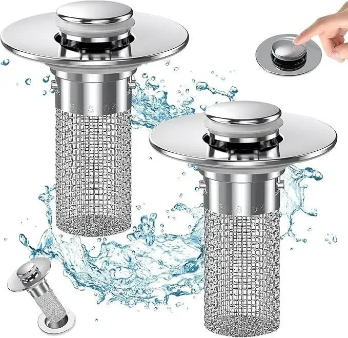 QuickCatch Stainless Sink Stopper Hair Catcher